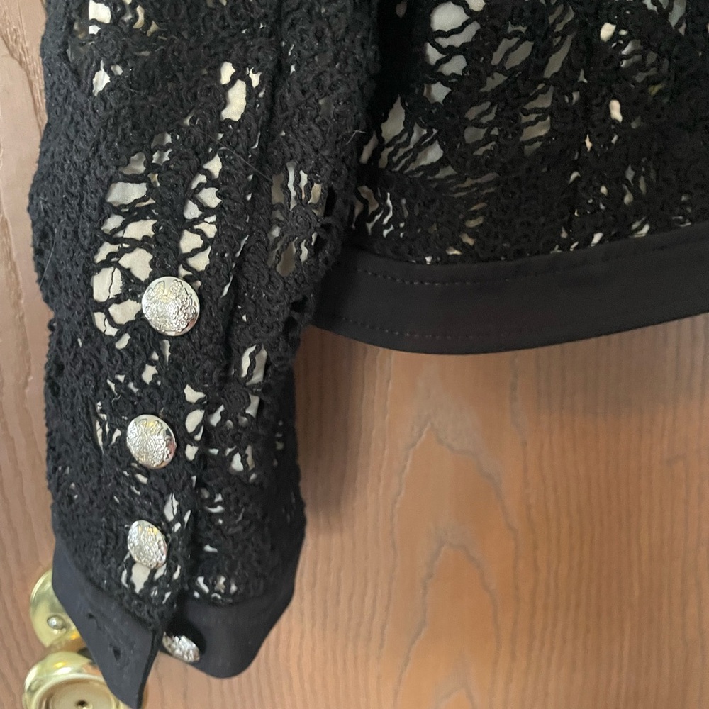 WHBM black and ecru crocheted stylist jacket, size 14 - Picture 6 of 9
